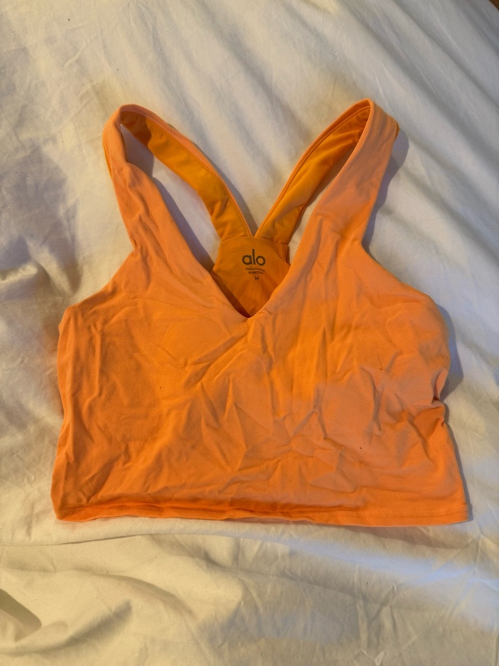 ALO Yoga Orange V-Neck Crop Sports Bra